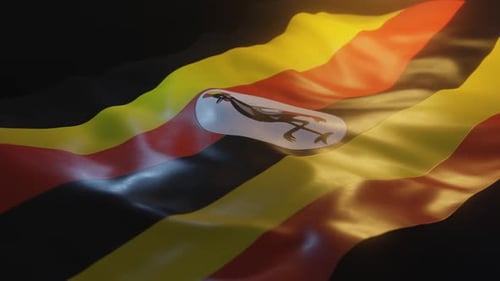 Uganda Flag Waving Realistic Loop Animation