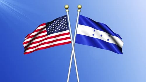 United States and Honduras Flags Waving Animation