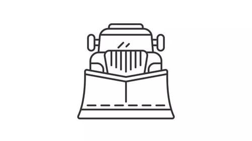 Animated snowplow truck line icon