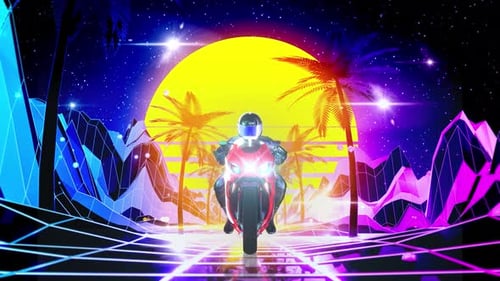 Motorcycle Palm Tree Road