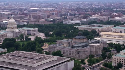 Aerial view of the library of congress and capitol building in Washington dc