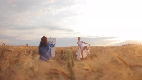 Painter and Dancer in a Golden Wheat Field