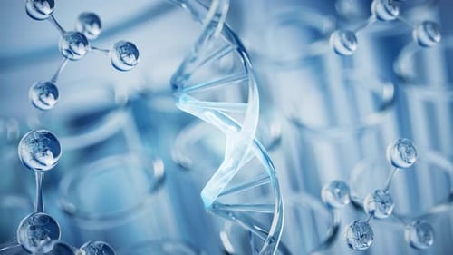 Futuristic Rotating DNA Helix and Molecular Structures Animation