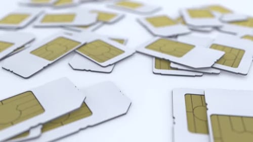 Multiple SIM Cards Falling and Scattering Technology Background