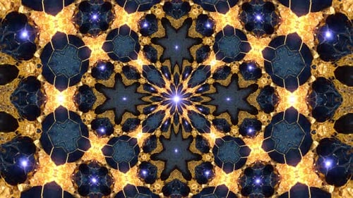 Glowing Blue Light Golden Geometric Background Loop