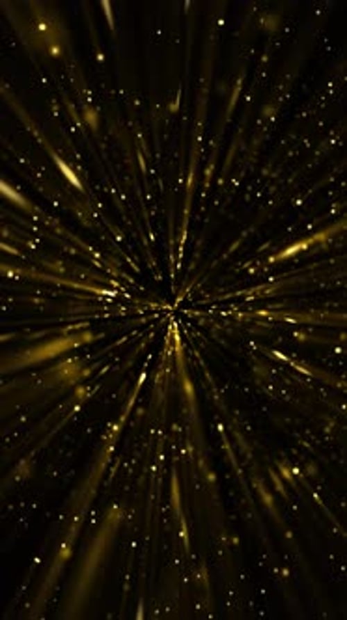 Golden Particles And Light Rays Vertical Abstract Background