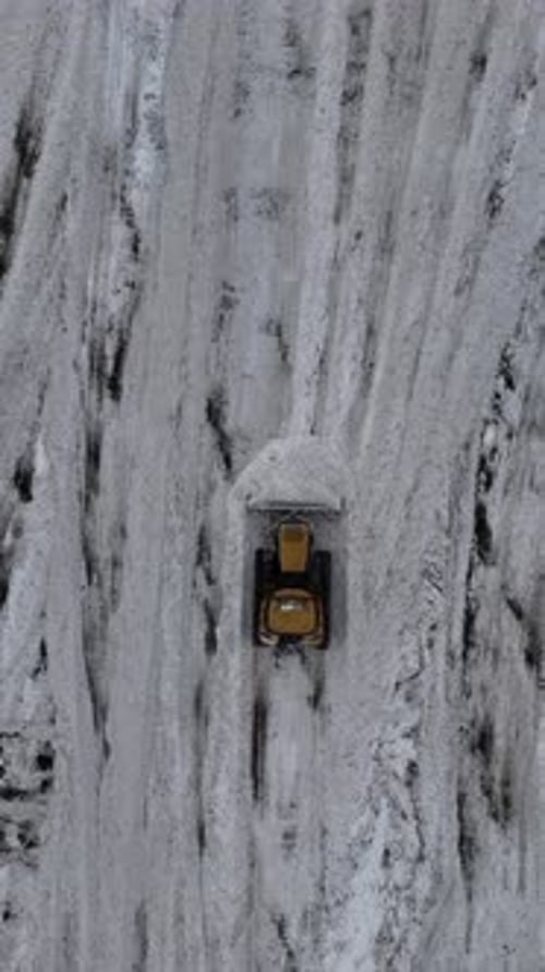 Bulldozer para limpiar la nieve de Canadá, avión no tripulado aéreo, vertical, en invierno