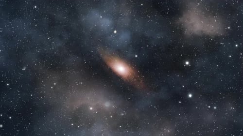 Vista de 4k de la galaxia espiral y la niebla de nebulosas en el espacio.