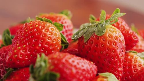 Ripe Red Strawberries Close Up Footage Hand Takes Berry Delicious Summer Berries Vegetarian Food