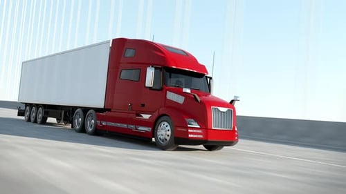 Red Semi-Truck Driving on Highway During Daytime