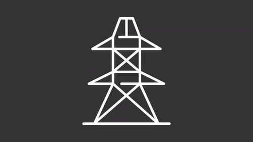 Animated Electric Pylon Line Icon with Flickering Effect