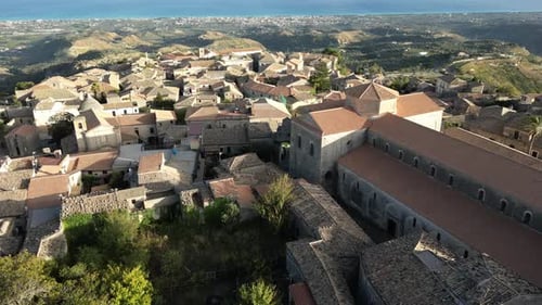 Aerial video of Italian Medieval village of Gerace, Calabria