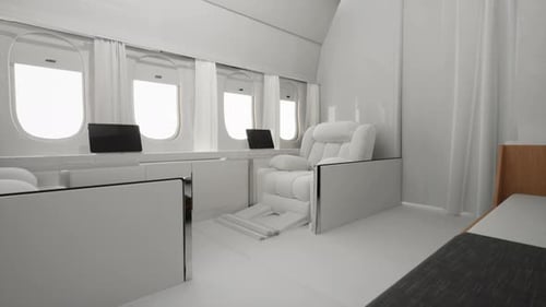 Luxury Private Jet Cabin Interior Animated View
