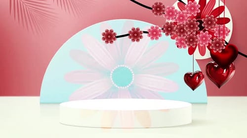 Decorative Product Display Stage with Swaying Hearts