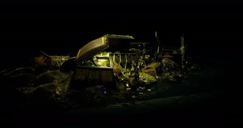 Glowing Treasure Chest Reveal Animation with Gold and Jewels