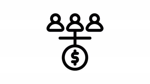 Animated Icon of People Sharing Resources for Money