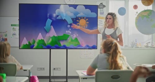 Elementary School Students Studying Basic Information About Weather Factors