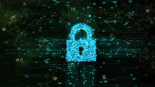 Futuristic Data Network Security Padlock Animation