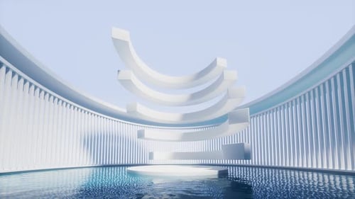 Empty room with water surface