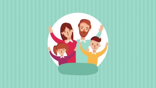 Animated Family Waving for Social Media and Marketing