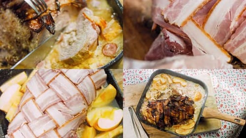 Four Videos with the Preparation of BACON Wraped PORK LOIN Roasted in APPLE CIDER Recipe