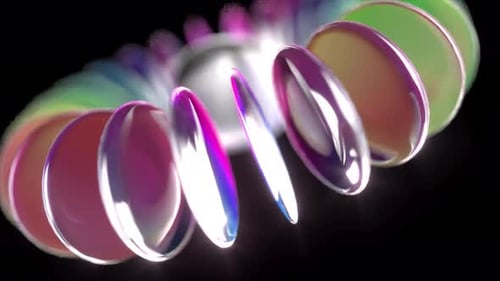 Colored Lenses on Black Bg Rotate Endless