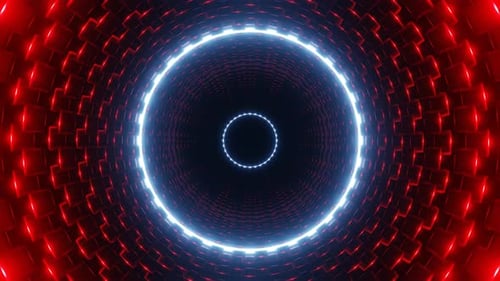 Red With Light Blue Cylindrical Mechanism Background Vj Loop In 4K