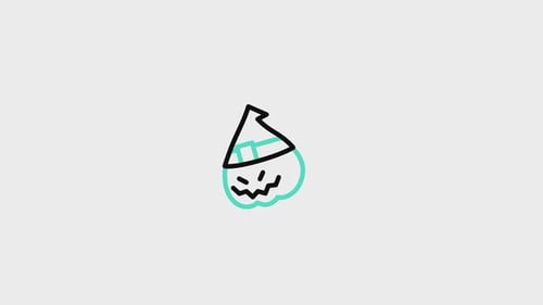 Minimalist Halloween Pumpkin Icon Line Art Reveal