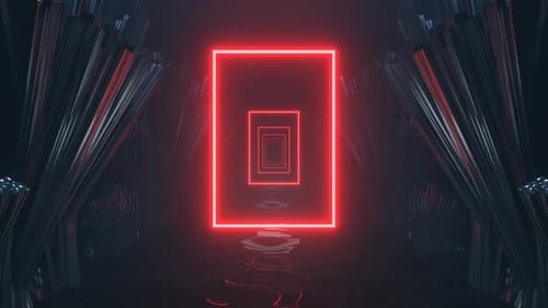 Red Infinite Sci Fi Neon Corridor Background VJ Loop l 4K