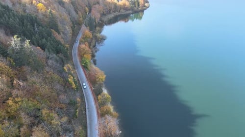 aerial autumn lake