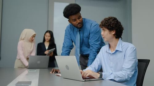 Business Meeting in Modern Bright Office