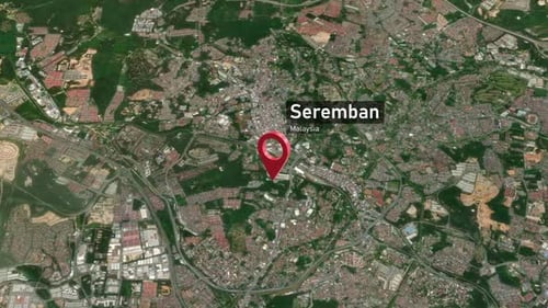 Plan de la ville de Seremban en zoom (Malaisie) de l'espace à la Terre