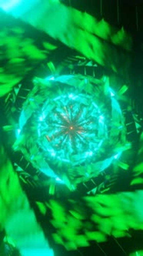 Vertical Video of Abstract Neon Green Orange Psychedelic Hypnotic VJ Seamless Loop
