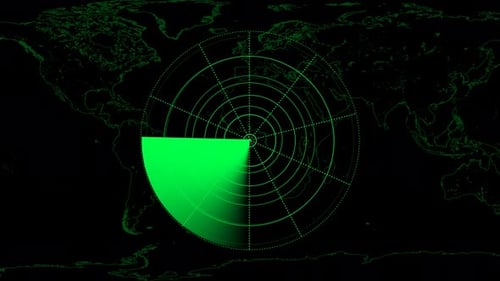 Futuristic Digital Radar Scan with World Map Interface