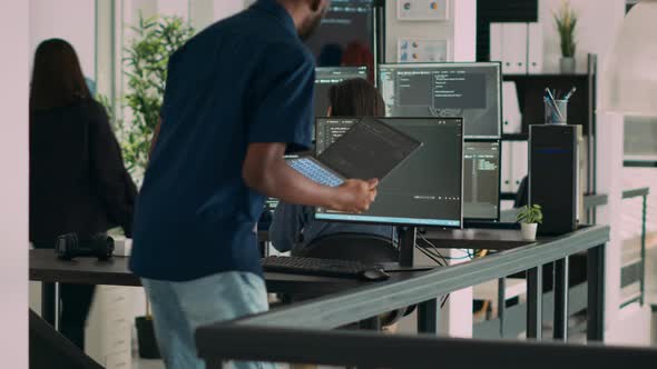 Database Programer Working on Html Script Code to Develop Program App ...