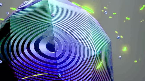 Abstract Rotating Geometric Shape with Glowing Energy Particles