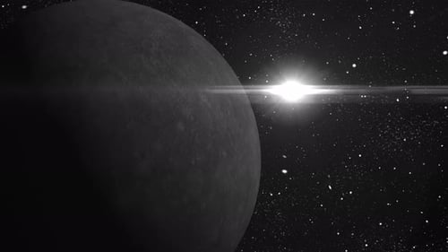 Spinning Mercury planet sphere galaxy in space with solar system, Amazing Sunrise Over. 2569
