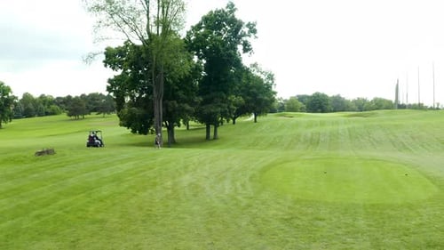 Drone footage of fairway on a golf course