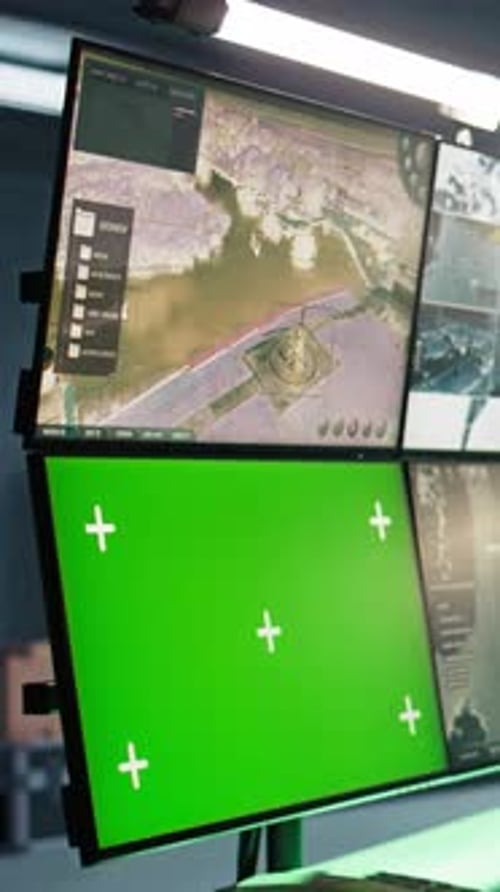 Vertical Video Soldier in Military HQ Base Using Green Screen Equipment