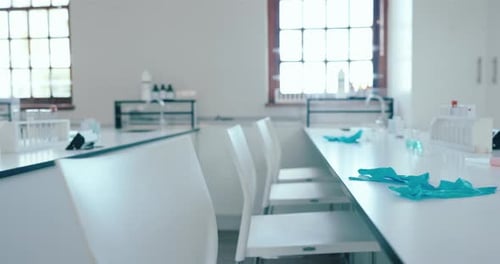 Laboratory, classroom and school for research, future scientist class or college table