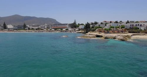 The touristic city Hersonissos on Crete. Aerial shot.