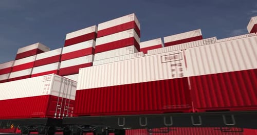 Poland export containers on cargo train wagons loop