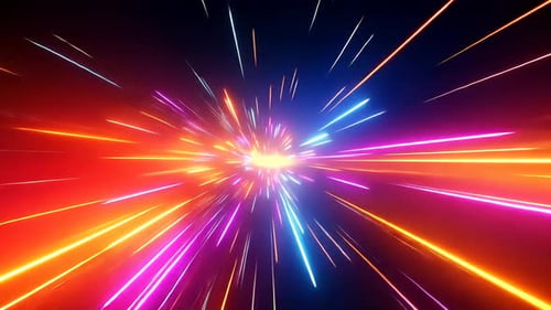 Hypersonic speed lines explode in vibrant colors. Dynamic and energetic rays radiate outward