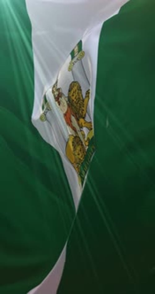 Realistic Waving Flag with Emblem Animation in Vertical Format