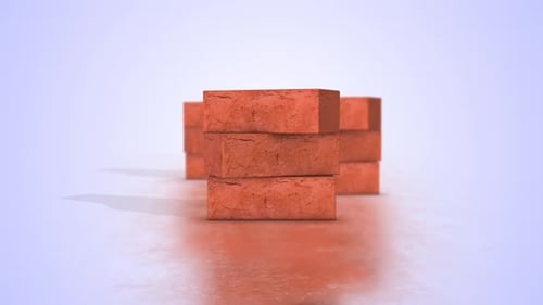 Stack of Red Bricks on Smooth Surface