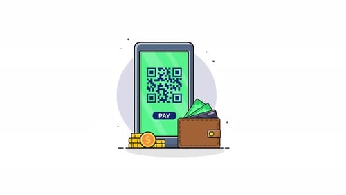 Mobile Digital Payment QR Code and Wallet Animation