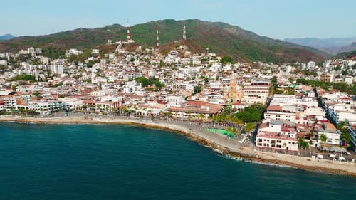 Historic center in mexico on the pacific ocean coastline, puerto vallarta, jalisco
