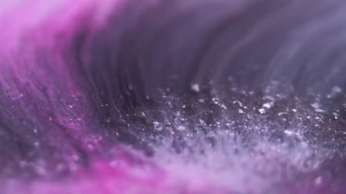 Abstract Pink and Silver Inks Flowing Together