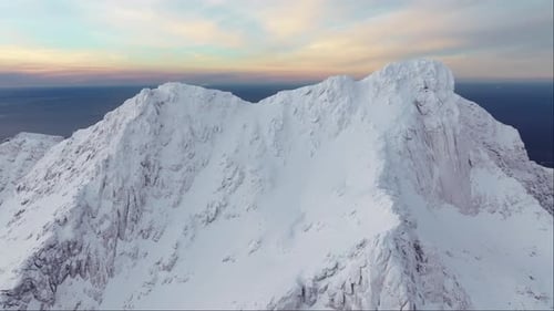 Aerial View of Beautiful Snowy Mountains in Norway