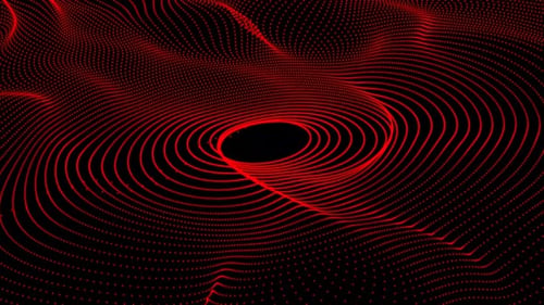 Abstrakter Hintergrund mit Stoffkurvenpartikeln. Futuristische fraktale Cybertechnologie mit nahtloser Bewegung